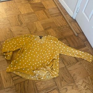 Yellow polkadot work blouse